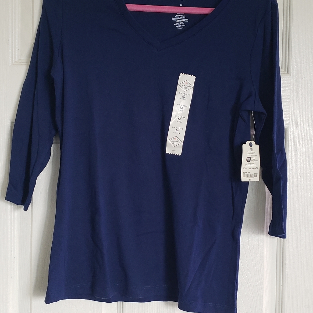 Fitted Blue 3/4 Sleeve Blouse